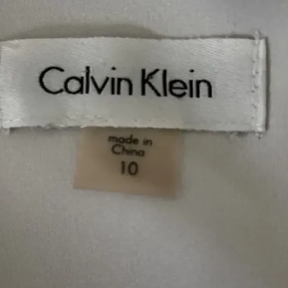 Calvin Klein Sleeveless Full Zip Back Sheath Dress Black White Size 10 Cocktail - Picture 10 of 11